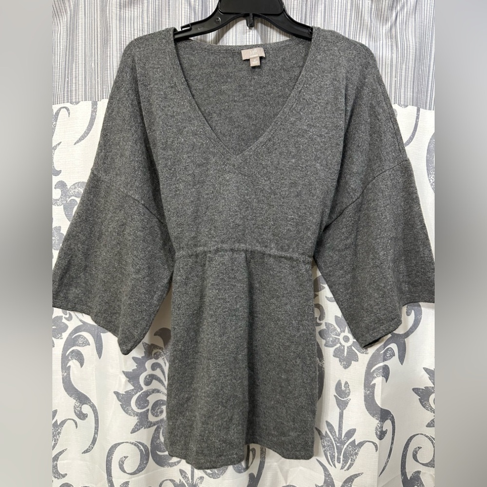 J Jill Women's 100% Cashmere Grey‎ Hoodie Sweater Dress Small Pullover Size